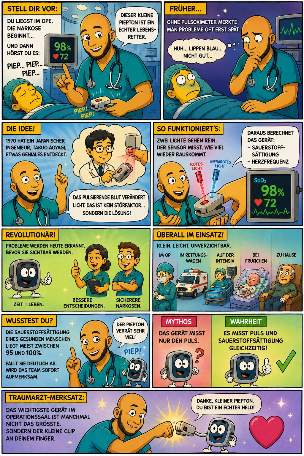 Comic: Die Geschichte des Pulsoximeters